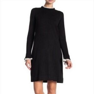 Black sweater Dress with White Accents
